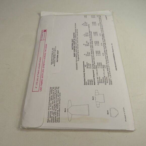 Kwik Sew 2027 Clothing Sewing Pattern NEW UNCUT XS-XL shirt, panties, swaddle - Picture 5 of 5